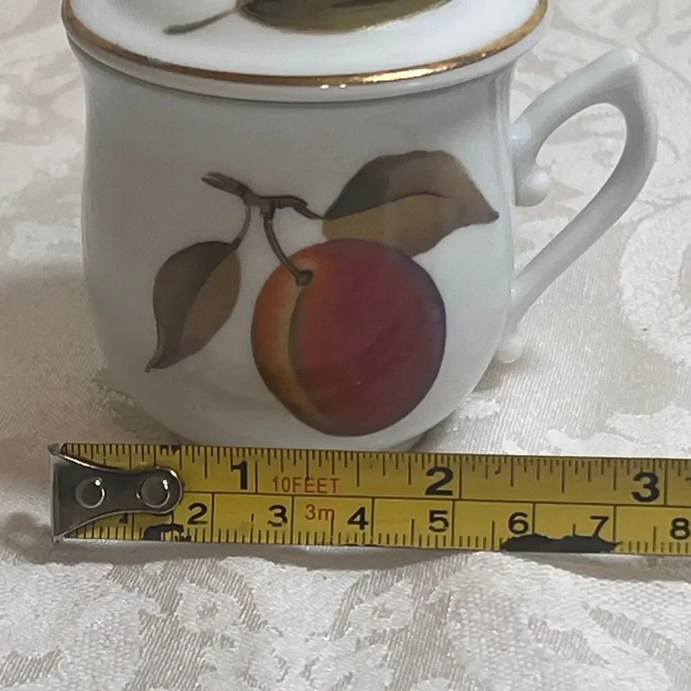 Royal Worchester Evesham Pot De Creme Chocolate Cups W/ Lids Grape Peach Fruits